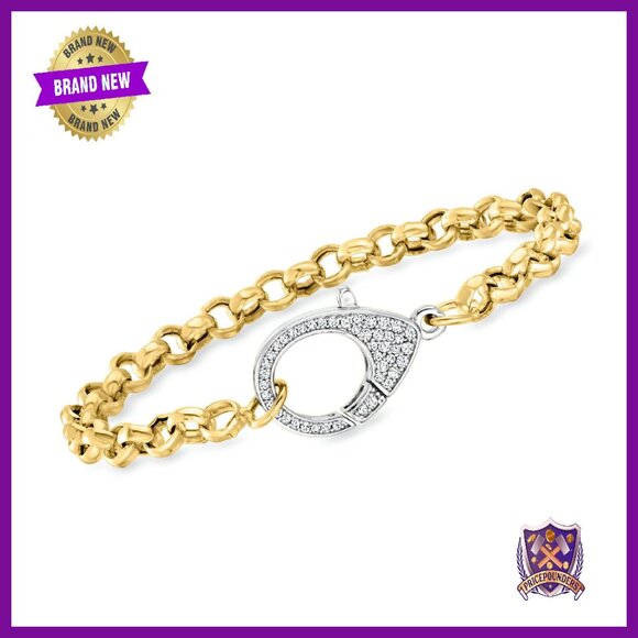 Italian CZ Bracelet 7in 18kt Gold Over Sterling Silver Lobster Clasp